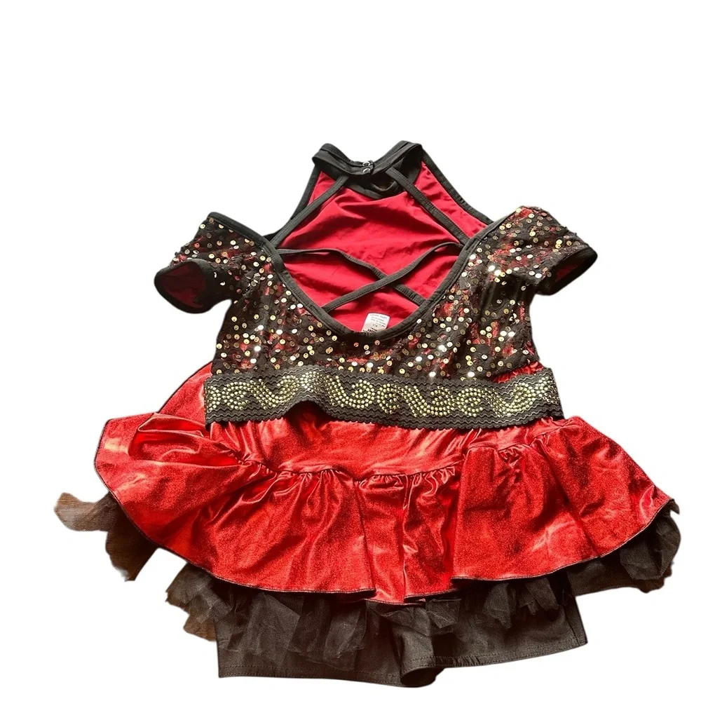 Sparkling Red and Black Sequin Dance Costume